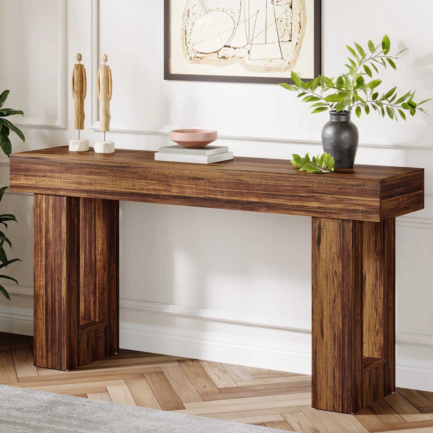 Tribesigns Farmhouse Console Table, 63-Inch Long Narrow Sofa Table Behind The Couch, Wooden Rectangular Entryway Table for Entrance, Hallway, Living Room