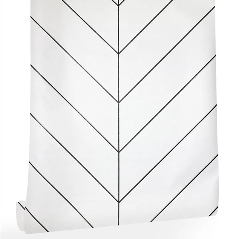 Bamboo wallpaper modern geometric contact paper black stripes detachable self-adhesive wallpaper wall covering home decoration