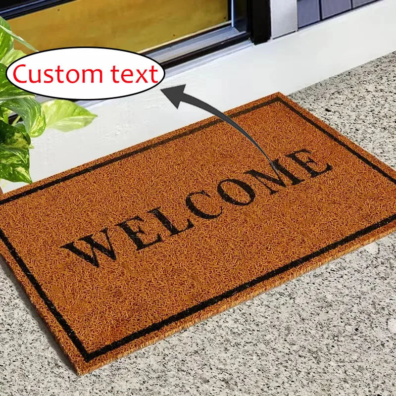 Personalized Quote Coconut Fiber Doormat Custom Outdoor Indoor Door Rug for Patio Entry Dust Removal Durable Easy Maintain