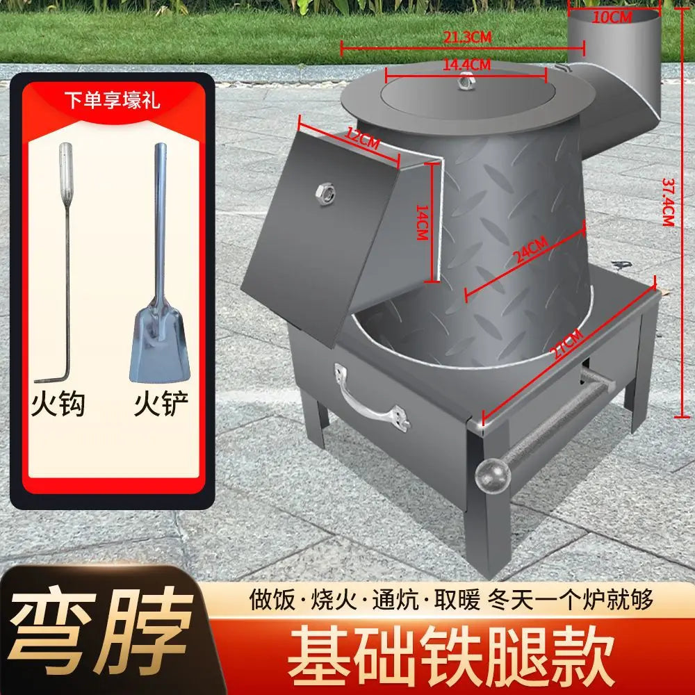 Gas stove indoor heating firewood and coal dual-purpose ultra-thick steel plate household cooking old-fashioned oven
