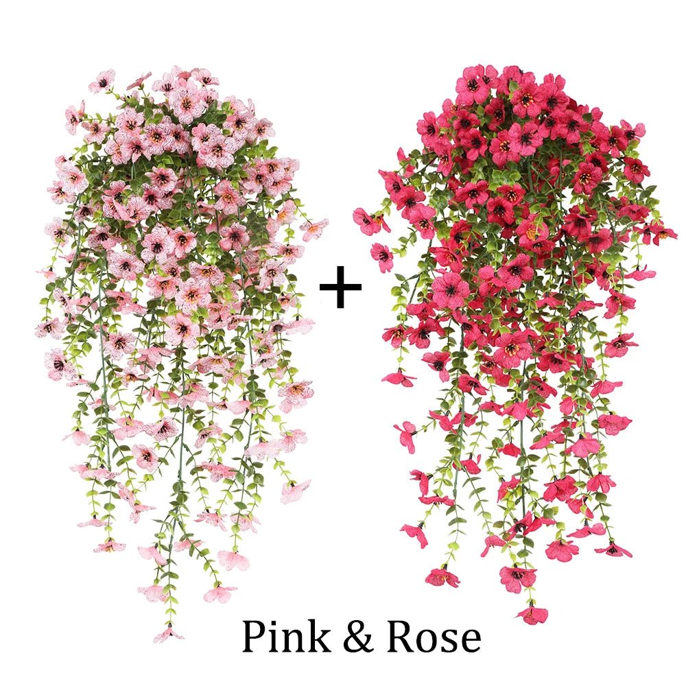 2PCS Artificial Hanging Flowers Silk Daisy Eucalyptus Garland for Outdoor Indoor Home Room Yard Decor Spring Summer Fake Plants