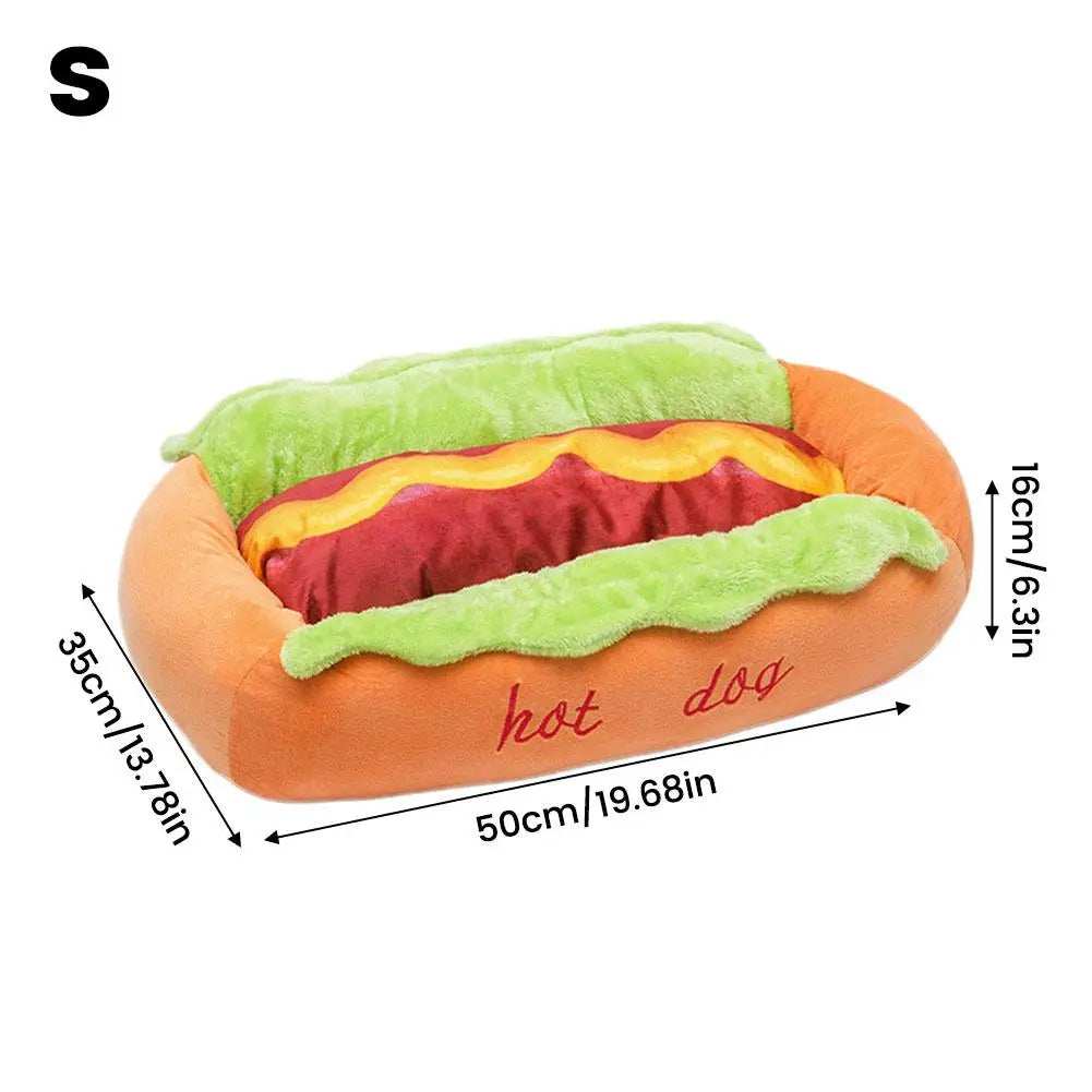 Hot Dog Pet Bed For Dachshund Cat Plush Removable Washable Pet Beds Soft Corduroy Non-Slip Bottom Pet Bed For Puppies Small Pets