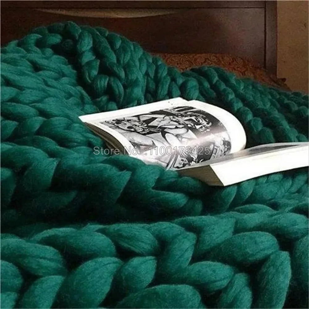 Grey Soft Knitted Blanket Winter Thick Sofa Throw Large Yarn Roving Blanket Chunky Handmade Weight Blankets Nordic Home Decor