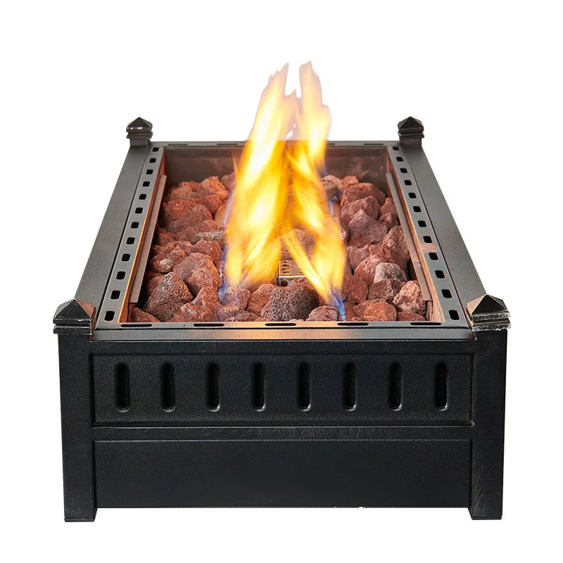 FireplaceGarden Square Portable Fire Pit Table Top Fireplace Outdoor Gas Fire Pit