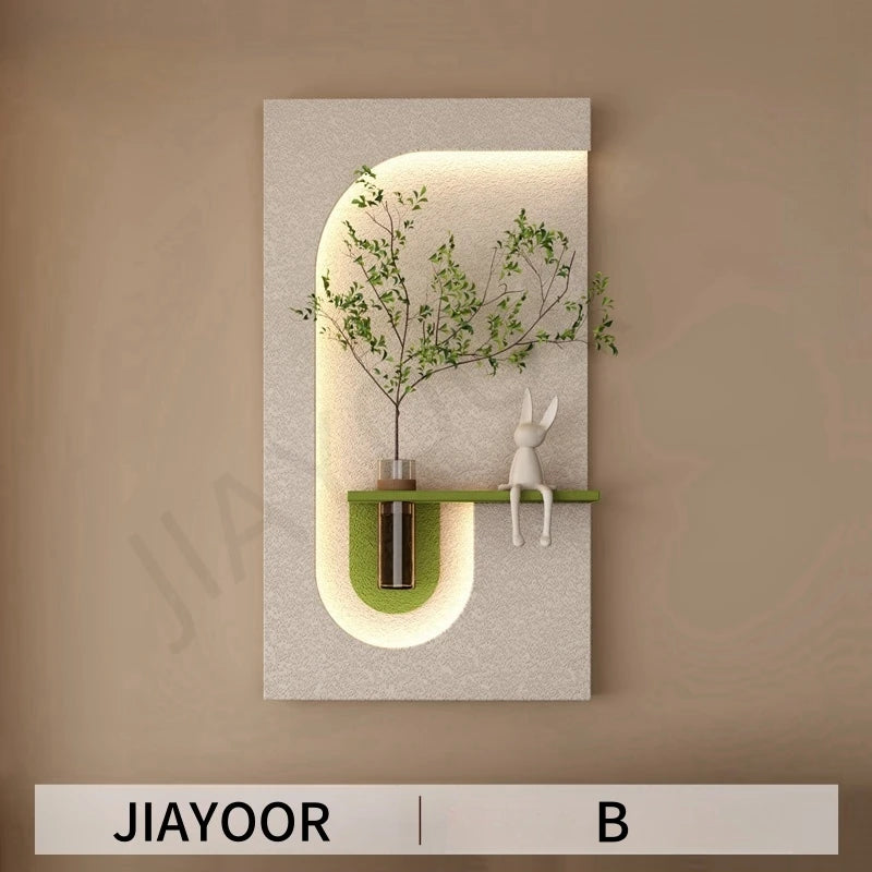 Entrance Decoration LED Wall Lamp Green Plant Corridor Hallway Modern Hanging Painting High-end Living Room Create Mural Light