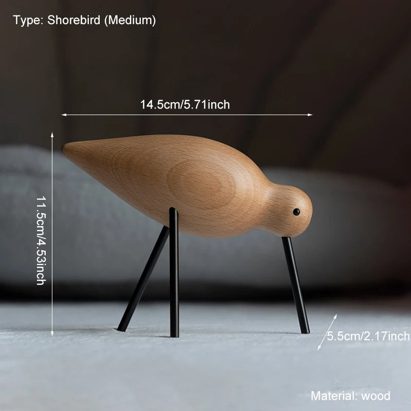Nordic Style Wooden Short Bird Ornaments Creative Abstract Animal Statues Home Decor Bird Sculpture Living Room Desktop Crafts
