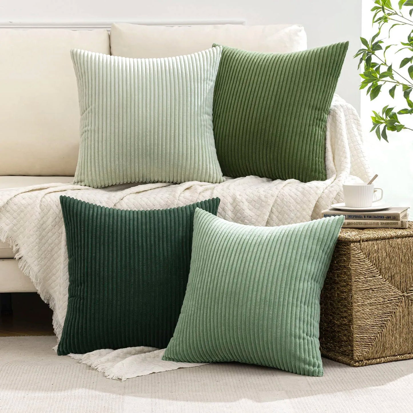 4pcs Boho Farmhouse Throw Pillow Covers Mordern Nordic Cushion Covers Soft Corduroy(pillowcases without inserts)