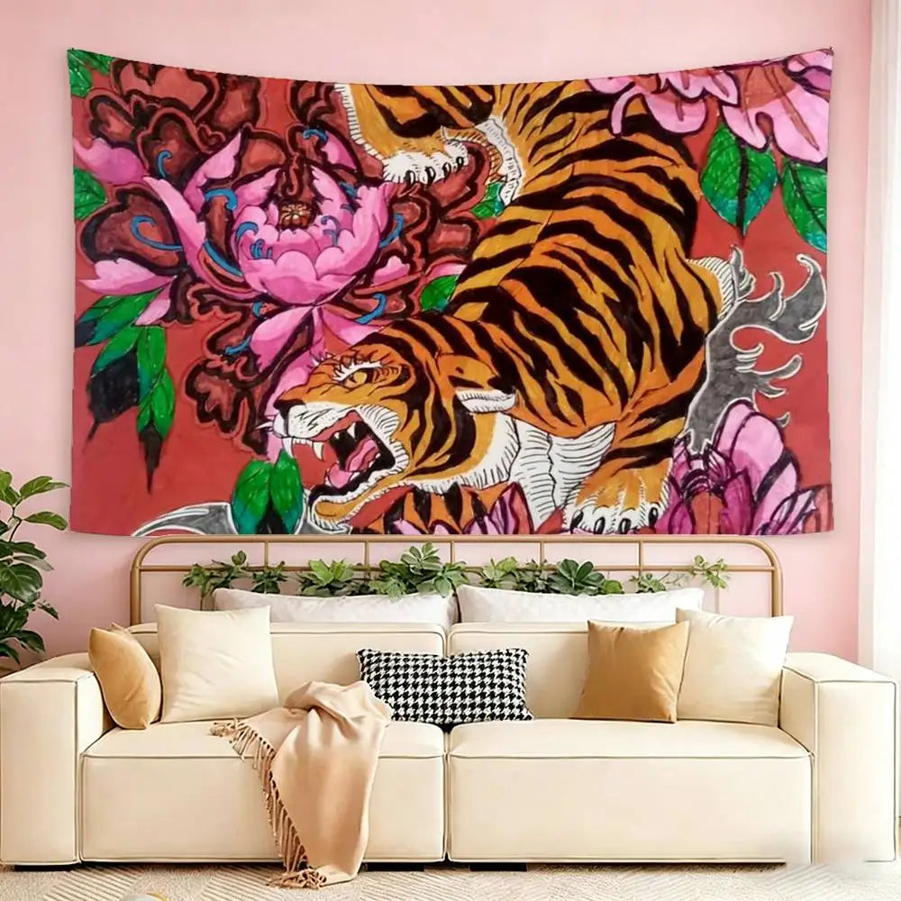 pink ed hardy wallpaper Flags Wall Hanging Tapestry Outdoor Garage Room Decorative flag Background Blanket