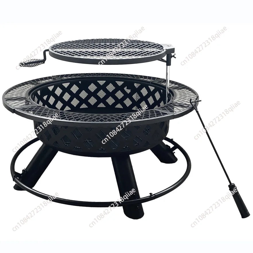 Outdoor courtyard round barbecue stove, heating wood-burning stove, fire rack, charcoal fire pit, heating stove, campfire pit