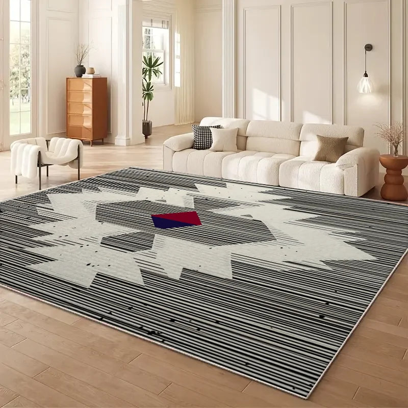 Moroccan Geometry Large Area Rug - Wabi Sabi Style Living Room Sofa Floor Mat Anti-Slip Easy Cleaning And Maintenance Home Use