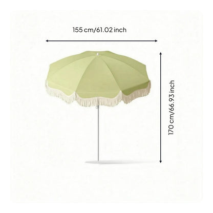 Tassel Patio Umbrella Portable Tassel Beach Umbrella Garden Sunshade with Tassels Sturdy 8-Rib Construction for Market Vendors