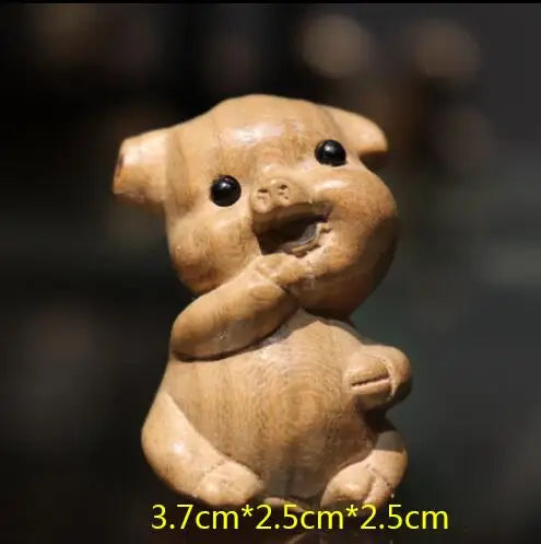 Chinese Peach Wood Carving Pendant Twelve Zodiac Animals OX Rabbit Diy KeyChain Exquisite Pendant 3D Carved Sheep Dragon Tiger