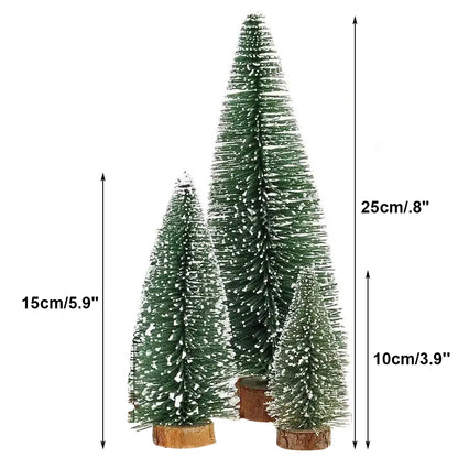 Christmas Decoration Artificial Mini Tree Ornaments Miniature Cedar Snow Pine Home Office Table Decor 2024 Xmas Landscape Gifts