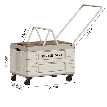 360° Rotating Foldable Storage Cart – Heavy-Duty Mobile Organizer with 4 Silent Wheels, Multi-Functional CampingStorage