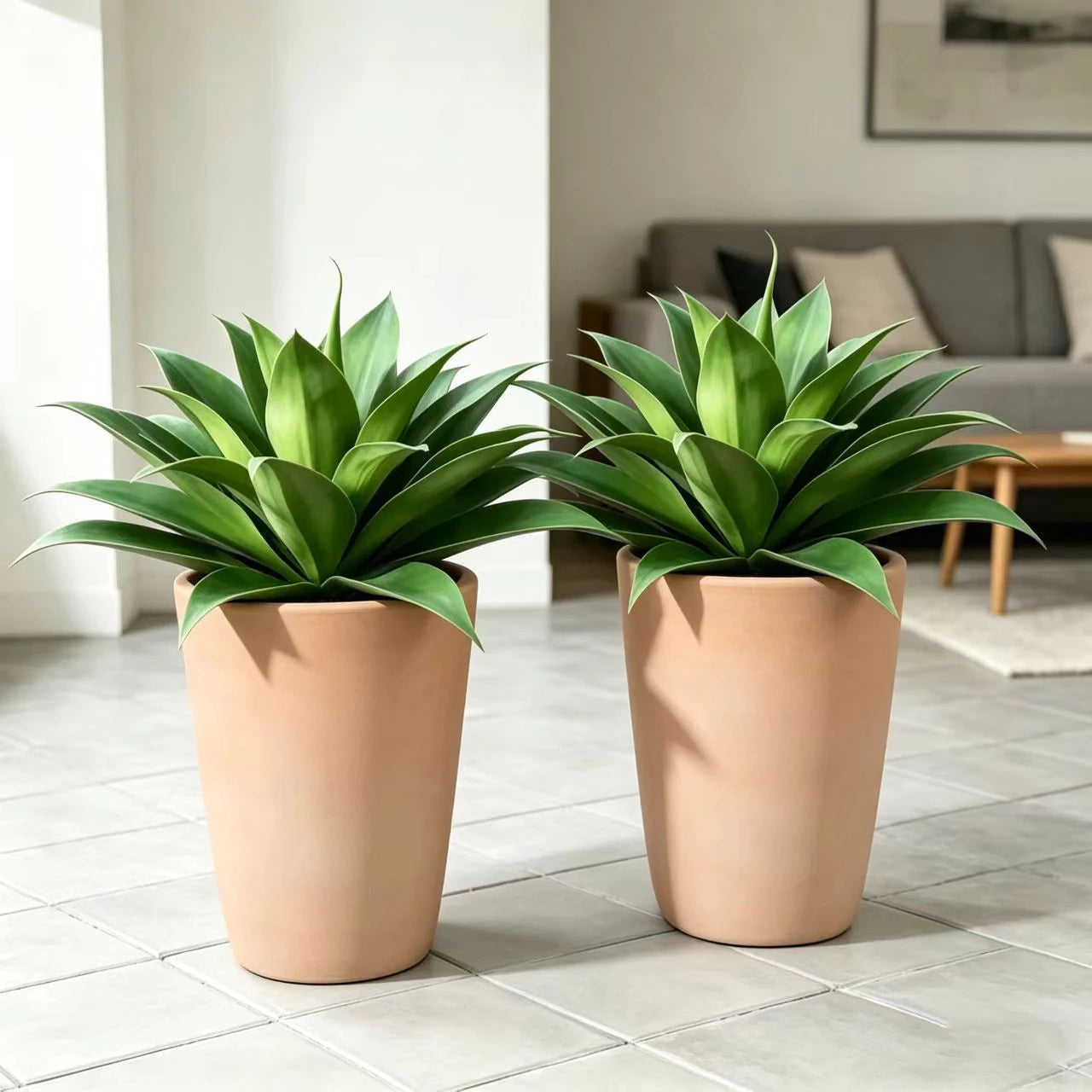 2 Pack 25in Artificial Agave Plants, UV Resistant Fake Succulent Large Faux Agave for Outdoor Indoor Porch Garden Home Decor