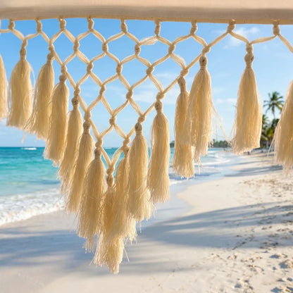 Tassel Patio Umbrella Portable Tassel Beach Umbrella Garden Sunshade with Tassels Sturdy 8-Rib Construction for Market Vendors