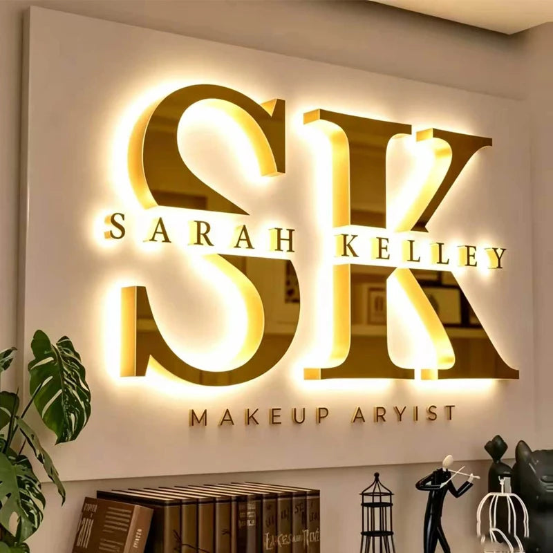 Custom Business Large 3D Led Letter Illuminated Sign Backlit Business Logo Signage Storefront Beauty Salon Sign Dropshipping