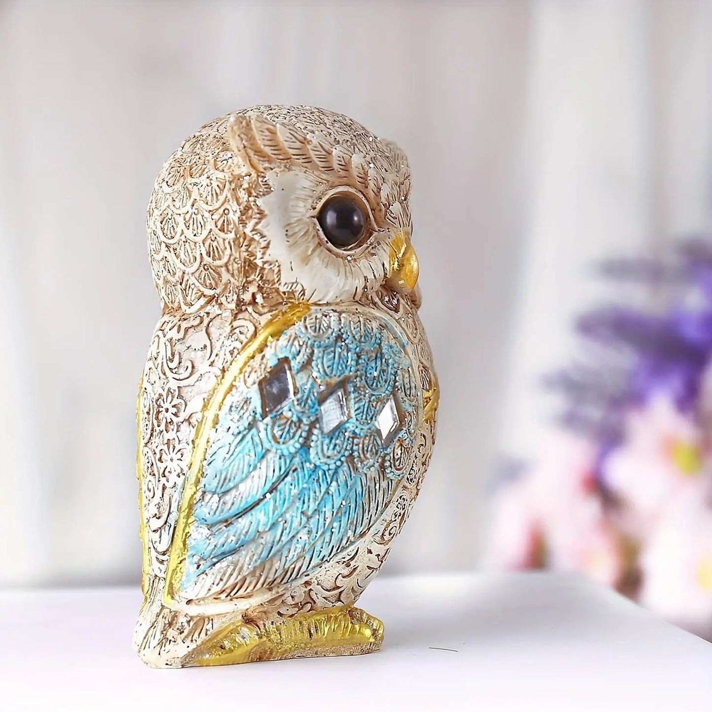 Owl Statue Compact Shelf Decor Bookshelf Table Desk Office Modern Cute Versatile Sculpture Gift for Owl Lovers Decoration