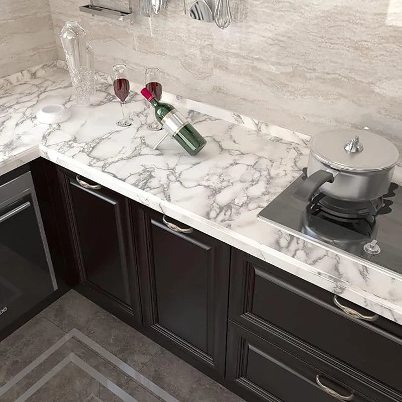 Kitchen Countertop Marble Wallpaper PVC Self-Adhesive Renovation Wall Stickers Kitchen Cabinet Wall Peel and Stick Stickers