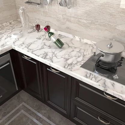 Kitchen Countertop Marble Wallpaper PVC Self-Adhesive Renovation Wall Stickers Kitchen Cabinet Wall Peel and Stick Stickers