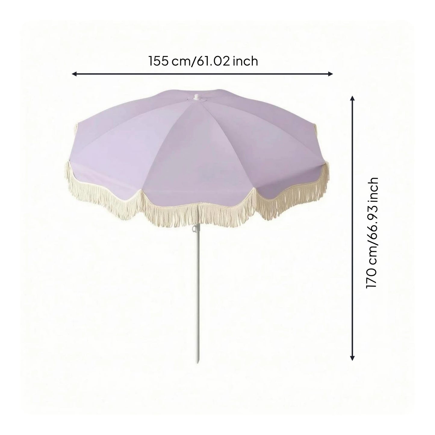 Tassel Patio Umbrella Portable Tassel Beach Umbrella Garden Sunshade with Tassels Sturdy 8-Rib Construction for Market Vendors
