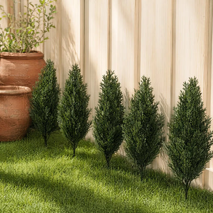 1-4PC 50cm Artificial Mini Pine Cypress Trees with Ground Stake Fake Evergreen Plants for Garden Patio Yard Indoor/Outdoor Decor