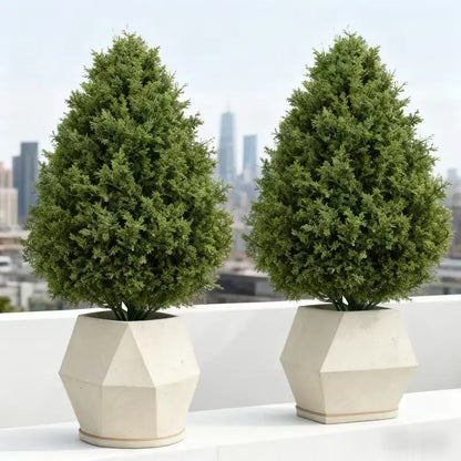 Artificial Cedar Topiary Trees 2 Pack, UV Resistant Fake Cypress Plants for Outdoor Indoor Home Porch Garden Decor