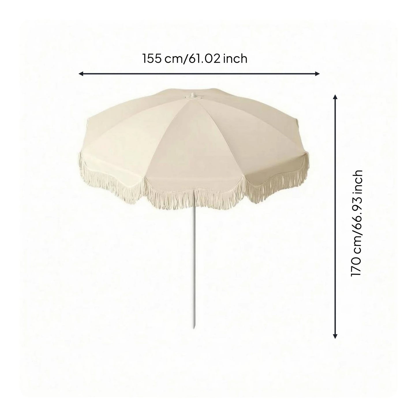 Tassel Patio Umbrella Portable Tassel Beach Umbrella Garden Sunshade with Tassels Sturdy 8-Rib Construction for Market Vendors