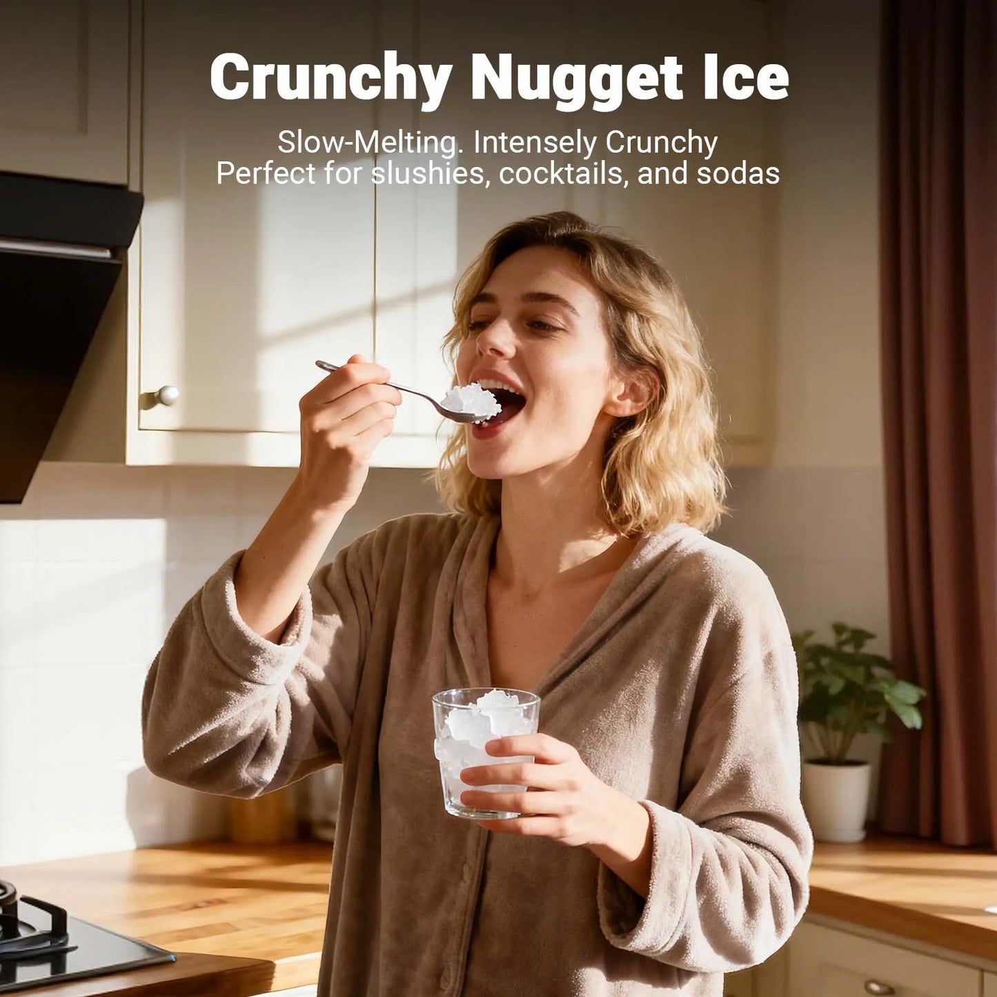 Nugget ice Maker countertop, Soft Pebble Ice Machine 40lbs/Day Small Chewable Pellet ice, Stainless Steel Quiet Mini Chewy Ice Maker Self Cleaning, Ice Ready in 6 Mins for Home Kitchen Office