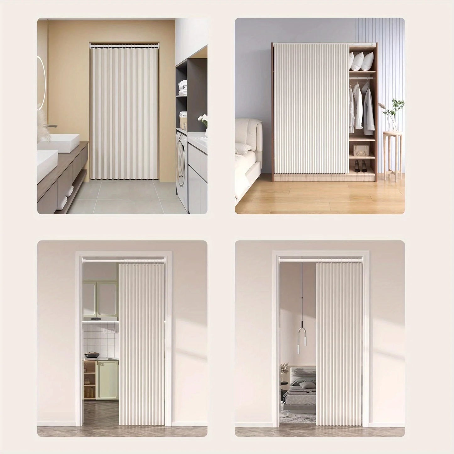 Room Divider Curtain for Bedroom Living Room Doorway, Folding Partition Privacy Panel with Soft Drape and Modern Decor