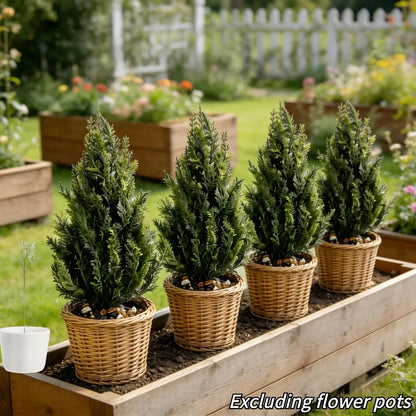 1-4PC 50cm Artificial Mini Pine Cypress Trees with Ground Stake Fake Evergreen Plants for Garden Patio Yard Indoor/Outdoor Decor