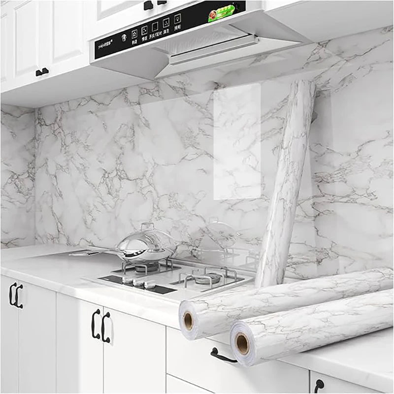 Kitchen Countertop Marble Wallpaper PVC Self-Adhesive Renovation Wall Stickers Kitchen Cabinet Wall Peel and Stick Stickers