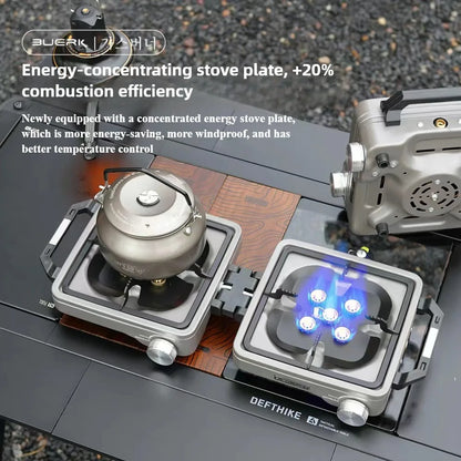BUERK 8800W High Power Double Burner Camping Gas Stove - Portable Foldable Outdoor BBQ Grill - Split Type Butane Propane Burner