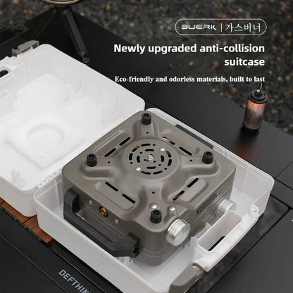 BUERK 8800W High Power Double Burner Camping Gas Stove - Portable Foldable Outdoor BBQ Grill - Split Type Butane Propane Burner