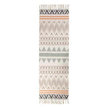 Turkish Cotton Linen Area Rug Set with Tassels Hand Woven Printed Rug/Mat Washable Entryway for Bedroom, Kitchen, Laundry Room