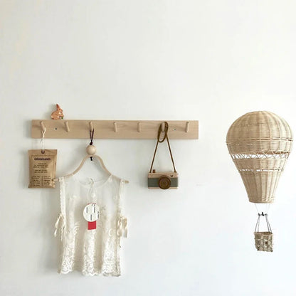 Handmade Kids Room Decoration Nordic Style Children Bedroom Kindergarten Rattan Weaven Hot Air Balloon Craft Wall Hanging Decor