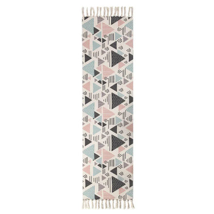 Turkish Cotton Linen Area Rug Set with Tassels Hand Woven Printed Rug/Mat Washable Entryway for Bedroom, Kitchen, Laundry Room