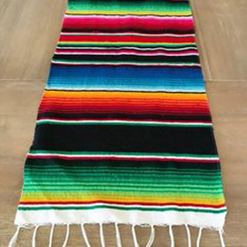 Boho Table Flag Ethnic Style Beach Blanket Beach Towel Mexican Style Blankets Picnic Blanket Handmade Striped Tassels Throw Rug