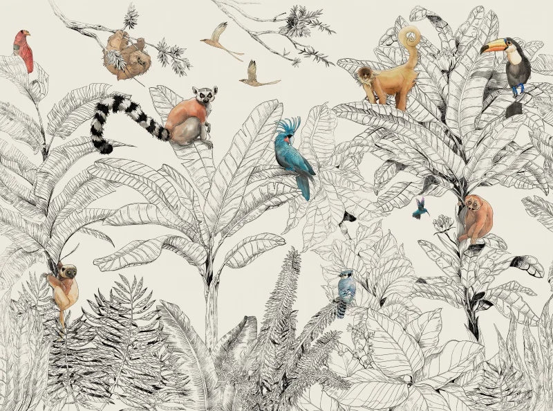 Custom 3D Tropical Rainforest Wallpaper Mural Animals Monkey Wallpapers for Living Room Background Wall paper home decor Sticker