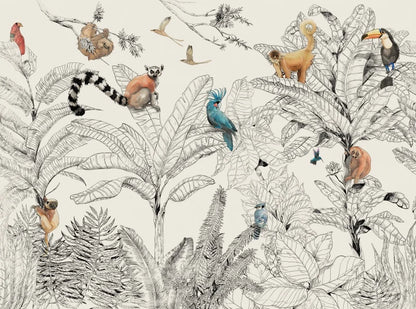 Custom 3D Tropical Rainforest Wallpaper Mural Animals Monkey Wallpapers for Living Room Background Wall paper home decor Sticker