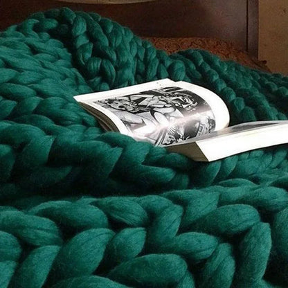 Chunky Yarn Blanket for Bed Hand Woven Sofa Throw Blankets Knitted Warm Grey Beige Air Condition Blankets Bed Sofa Decorative