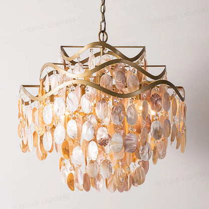 Living room shell Chandelier loft hanging light in chilren's room gold kitchen decorative chandelier for bedroom hanging lamps