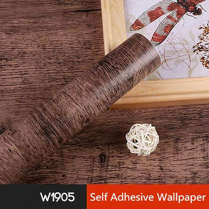 5M /10M Wood Grain Self Adhesive Wallpaper Waterproof PVC Vinyl Kitchen Wardrobe Cabinet Furniture Renovation Door Wall Sticker