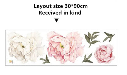 Art Nursery Decals For Living Room Interior Decoration Wall Sticker Luxury Peony Rose Flowers Print Removable Wallpaper Stickers