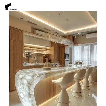 Tostone Custom Luxury Natural Onxy Coffee Dining Table for Living Room Dining Room Home Apartment Office Indoor Decoration
