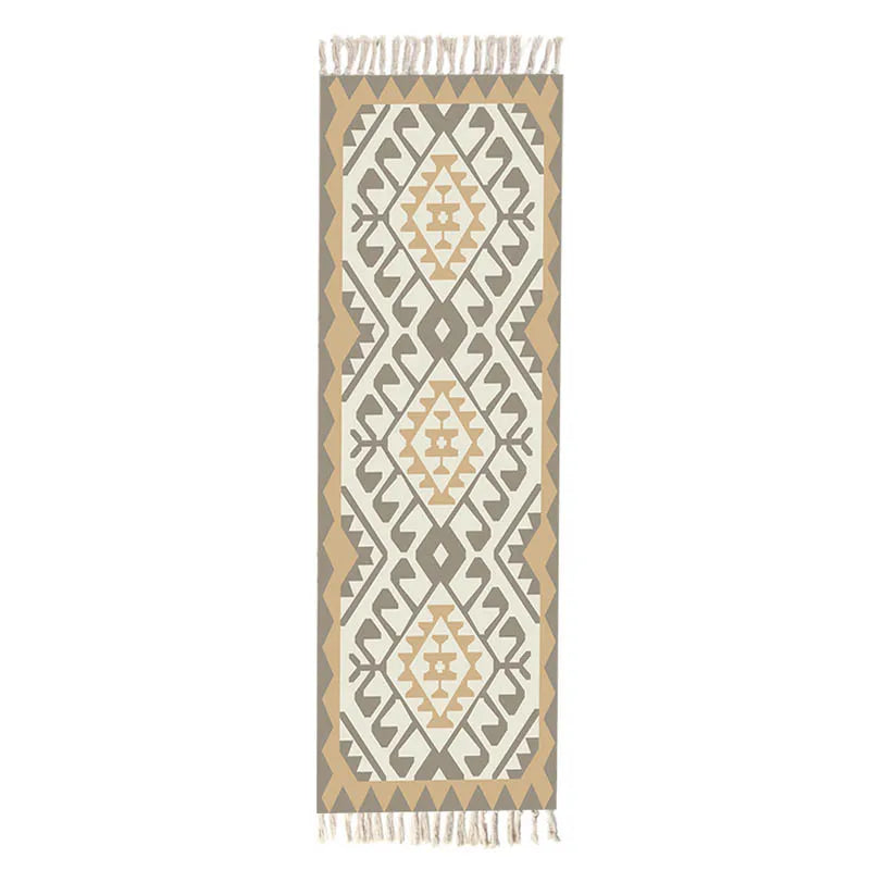 Turkish Cotton Linen Area Rug Set with Tassels Hand Woven Printed Rug/Mat Washable Entryway for Bedroom, Kitchen, Laundry Room