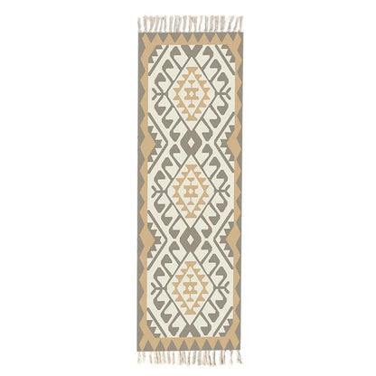Turkish Cotton Linen Area Rug Set with Tassels Hand Woven Printed Rug/Mat Washable Entryway for Bedroom, Kitchen, Laundry Room