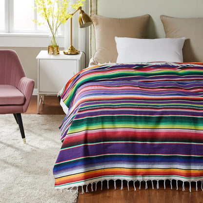 Boho Table Flag Ethnic Style Beach Blanket Beach Towel Mexican Style Blankets Picnic Blanket Handmade Striped Tassels Throw Rug