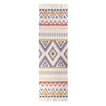 Turkish Cotton Linen Area Rug Set with Tassels Hand Woven Printed Rug/Mat Washable Entryway for Bedroom, Kitchen, Laundry Room