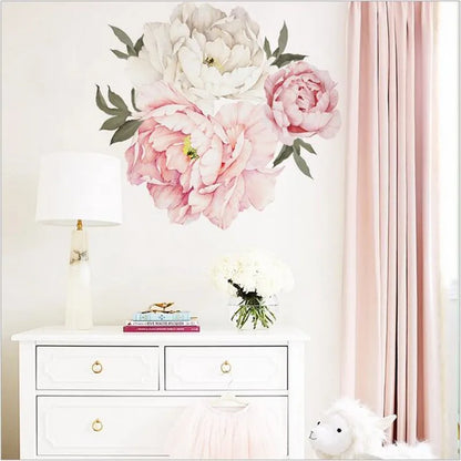 Art Nursery Decals For Living Room Interior Decoration Wall Sticker Luxury Peony Rose Flowers Print Removable Wallpaper Stickers